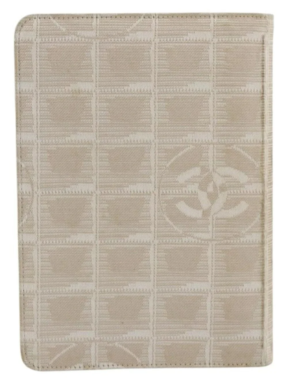 CHANEL New Travel Line Day Planner Cover Canvas Beige Silver CC Auth yk20472